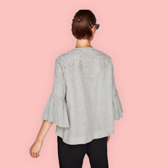 ZARA Wool Zip-up Embroidered Jacket - Picture 4 of 11